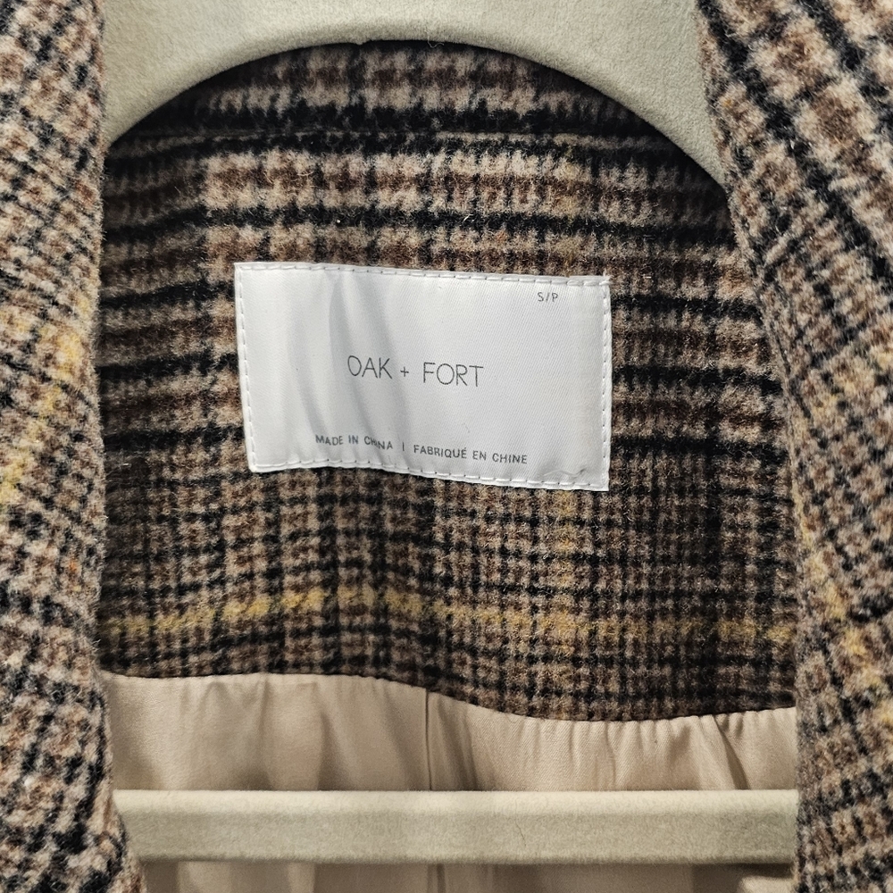 [SOLD] OAK + FORT Brown Plaid Coat - Picture 3 of 5